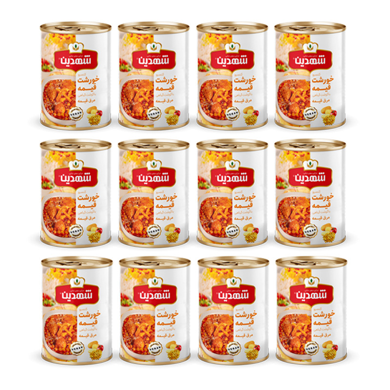 کنسرو خورشت قیمه و سیب زمینی با سویا شهدین - 370 گرم بسته 12 عددی